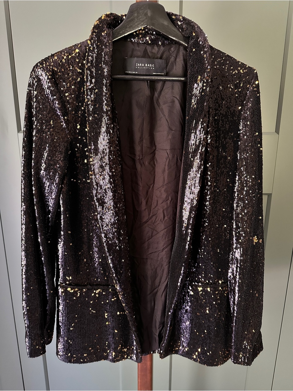 Zara Black and Gold Sequin Blazer